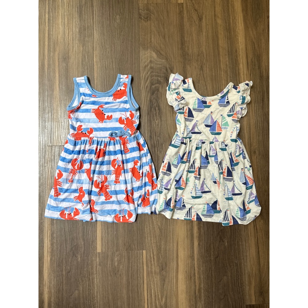Play by Little Sleepies Dress Lot Toddler 2T Blue White Lobster Sailboat Bamboo